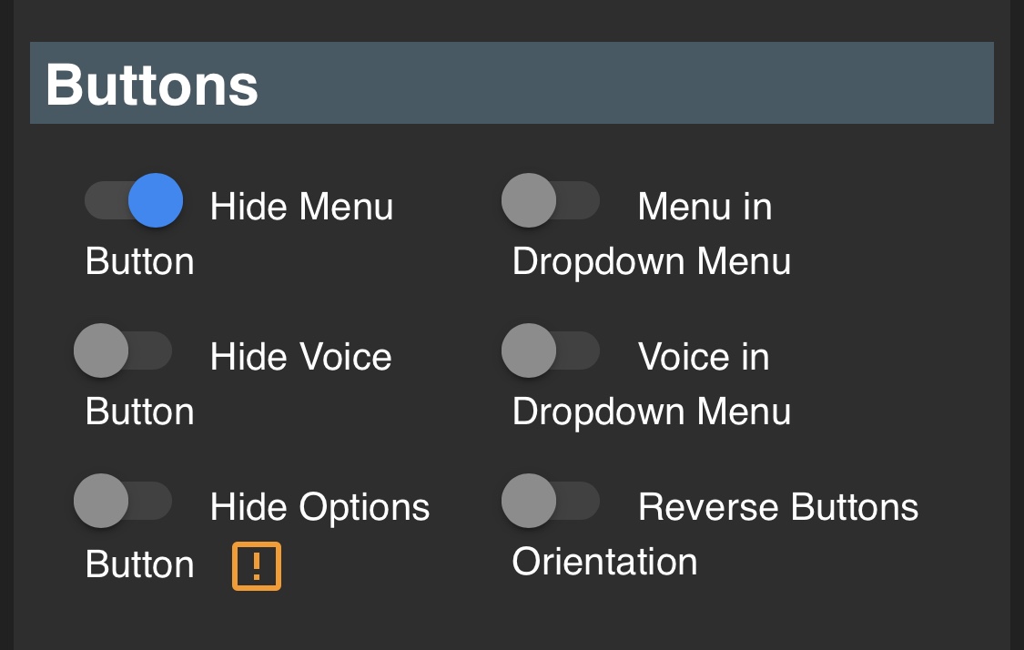 Image showing the button options of the custom header plugin